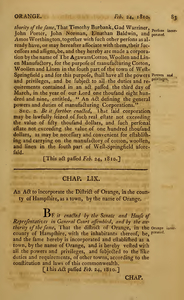 1809 Chap. 0060. An Act To Incorporate The District Of Orange, In The County Of Hampshire, As A Town, By The Name Of Orange.