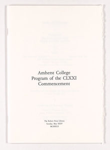 Amherst College Commencement program, 1992 May 24
