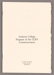 Amherst College Commencement program, 1986 May 25