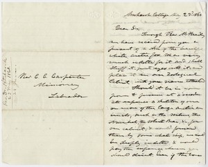 Edward Hitchcock letter to Charles Carroll Carpenter, 1860 May 23