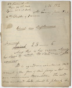 Edward Hitchcock sermon no. 112, "Christ our Righteousness," 1822 June