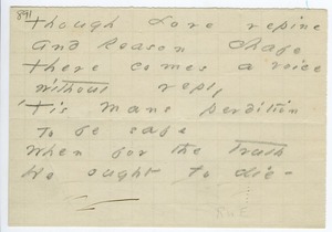 Emily Dickinson transcription of Ralph Waldo Emerson's "Sacrifice"