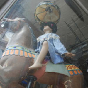 Mannequin and horse, shop window