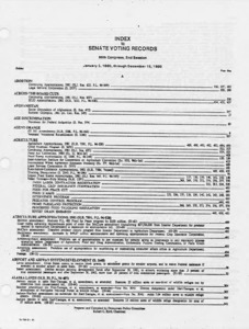 Alphabetical Index to Senate Voting Records with Cross References, January 3, 1980 to December 16, 1980