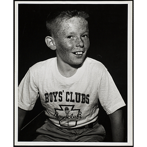 Kevin Honnahan, Boys' Club Freckle King Contest winner, posing for the camera