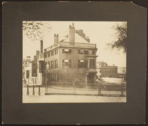Exterior view of Dr. Winslow Lewis House, between Carver Street and Park Square, 75 Boylston Street, Boston, Mass., 1856-1859