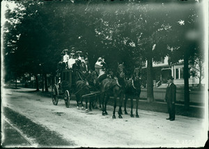Stagecoach with passengers, Shrewsbury, Mass., undated