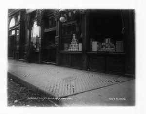 Sidewalk at Clark's Hotel, 577 & 579 Washington Street, Boston, Mass., November 6, 1904