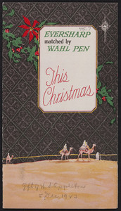 This Christmas Eversharp matched by Wahl Pen, The Wahl Company, New York, Chicago, San Francisco, 1923