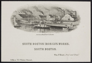 Trade card for the South Boston Iron Company's Works, South Boston, Mass., undated