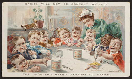 Trade card for Highland Brand Evaporated Cream, Helvetia Milk Condensing Co., Highland, Illinois, undated