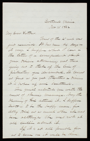 Thomas Lincoln Casey to General Silas Casey, November 10, 1862