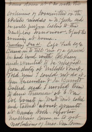 Thomas Lincoln Casey Notebook, November 1894-March 1895, 024, came down at 5:30 with the