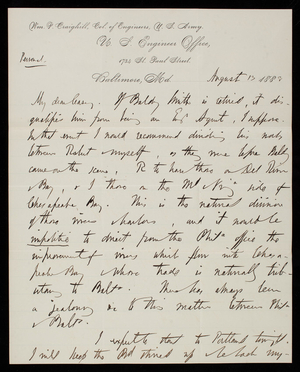 [William P. Craighill] to Thomas Lincoln Casey, August 13, 1888