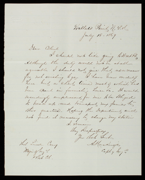 A. Macknight to Thomas Lincoln Casey, July 18, 1869