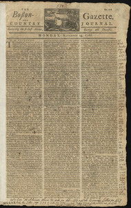 The Boston-Gazette, and Country Journal, 24 November 1766 (includes supplement)