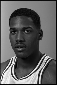 Mike Williams: studio portrait of senior guard with UMass Amherst basketball team