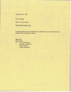 Memorandum from Mark H. McCormack to Sara Cheheyl