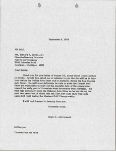 Letter from Mark H. McCormack to Bernard R. Brown Jr.