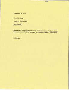 Memorandum from Mark H. McCormack to David A. Rees