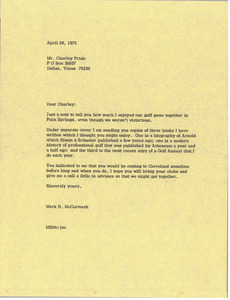 Letter from Mark H. McCormack to Charley Pride