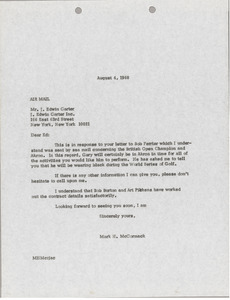 Letter from Mark H. McCormack to J. Edwin Carter