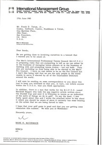 Letter from Mark H. McCormack to Frank D. Tatum