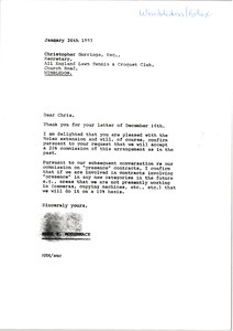 Letter from Mark H. McCormack to Christopher Gorringe