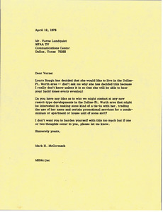 Letter from Mark H. McCormack to Vern Lundquist