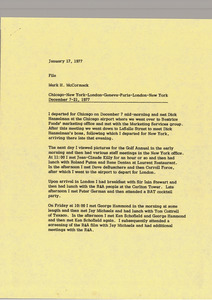 Memorandum from Mark H. McCormack to travel file