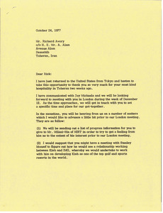 Letter from Mark H. McCormack to Richard Avory