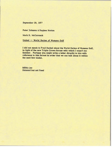 Memorandum from Mark H. McCormack to Peter Johnson and Hughes Norton