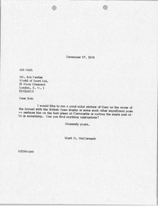 Letter from Mark H. McCormack to Bob Ferrier