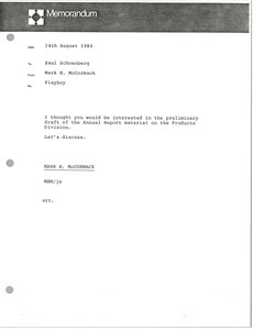 Memorandum from Mark H. McCormack to Saul Schoenberg