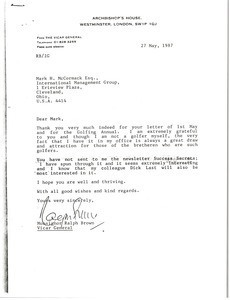 Letter from Ralph Brown to Mark H. McCormack