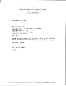 Letter from Mark H. McCormack to Ross Greenburg