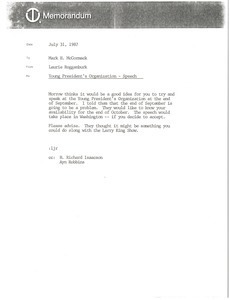 Memorandum from Laurie Roggenburk to Mark H. McCormack