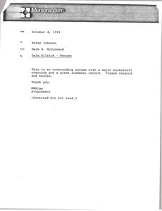 Memorandum from Mark H. McCormack to Peter Johnson