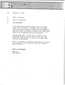 Memorandum from Mark H. McCormack to John L. Macklin