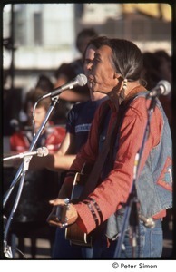 MUSE concert and rally: unidentified Native American musician with Jackson Browne performing at the No Nukes rally