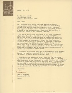 Letter from Dean F. Ridenour to Elmer C. Bartels