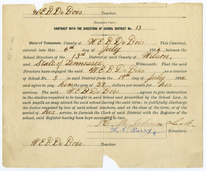W. E. B. Du Bois contract with the directors of school district no. 13