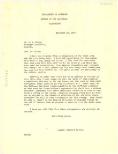 Letter from Herbert Hoover to Tuskegee Institute