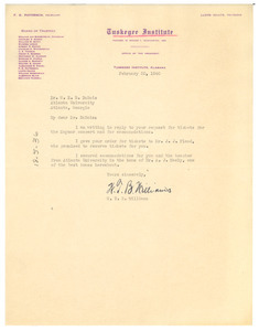 Letter from Tuskegee Institute to W. E. B. Du Bois