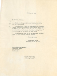 Letter from Ellen Irene Diggs to Rachel Davis Du Bois