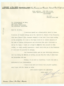 Letter from Ansel Adams to W. E. B. Du Bois