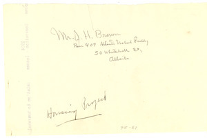 Address of J. H. Brown