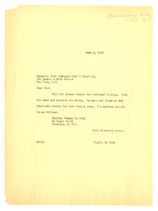 Letter from W. E. B. Du Bois to Corn Exchange Bank and Trust Company