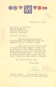 Letter from Shirley Graham to W. E. B. Du Bois