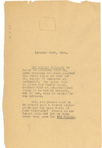 Letter from W. E. B. Du Bois to Arna Bontemps